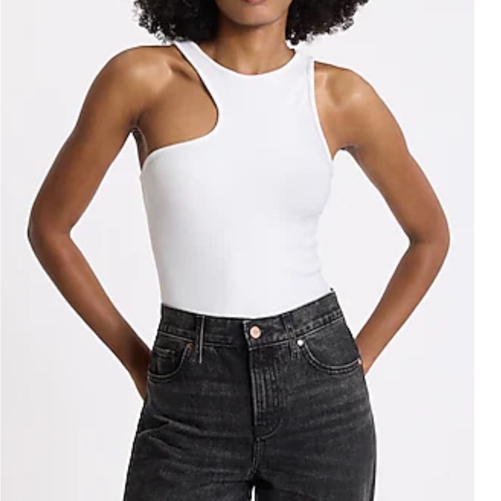 Express White Asymmetrical Bodysuit